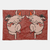 Dancing Pig Antique Niedlich Dancer Handtuch (Horizontal)