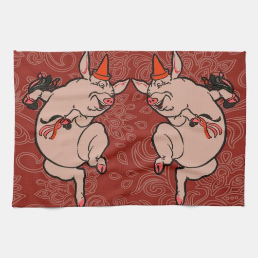 Dancing Pig Antique Niedlich Dancer Handtuch (Horizontal)