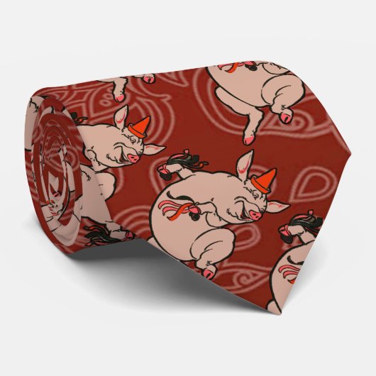 Dancing Pig Antique Niedlich Dancer Krawatte (Gerollt)