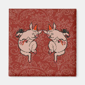 Dancing Pig Antique Niedlich Dancer Magnet (Vorne)