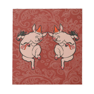 Dancing Pig Antique Niedlich Dancer Notizblock