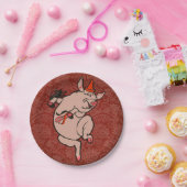 Dancing Pig Antique Niedlich Dancer Pappteller (Party)