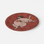 Dancing Pig Antique Niedlich Dancer Pappteller (Schrägansicht)