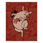 Dancing Pig Antique Niedlich Dancer Poster (Vorderseite)