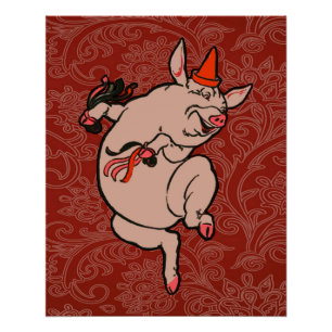 Dancing Pig Antique Niedlich Dancer Poster