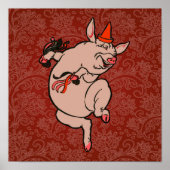 Dancing Pig Antique Niedlich Dancer Poster (Vorne)