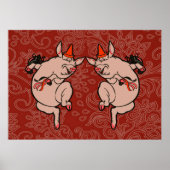 Dancing Pig Antique Niedlich Dancer Poster (Vorne)