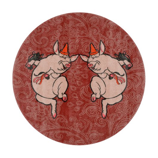Dancing Pig Antique Niedlich Dancer Schneidebrett (Vorderseite)