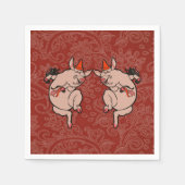 Dancing Pig Antique Niedlich Dancer Serviette (Vorderseite)