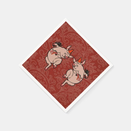Dancing Pig Antique Niedlich Dancer Serviette (Ecke)