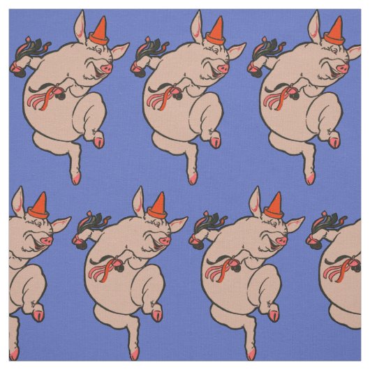Dancing Pig Antique Niedlich Dancer Stoff (Muster)