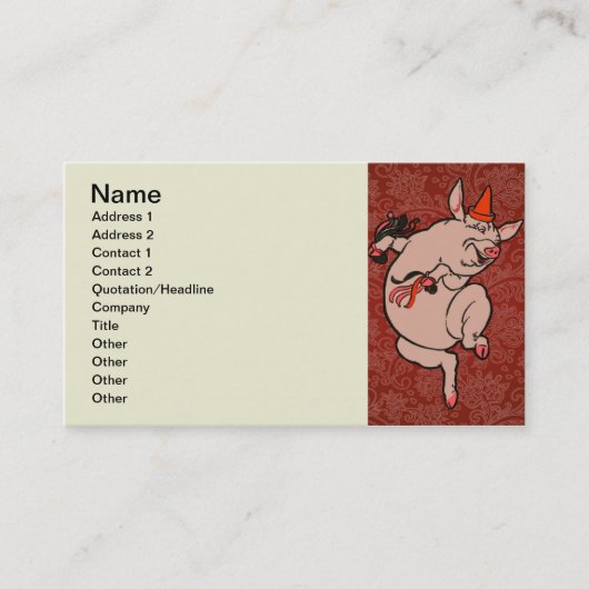 Dancing Pig Antique Niedlich Dancer Visitenkarte (Vorderseite)