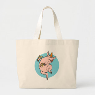 Dancing Pig Jumbo Stoffbeutel