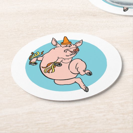 Dancing Pig Runder Pappuntersetzer (Angewinkelt)
