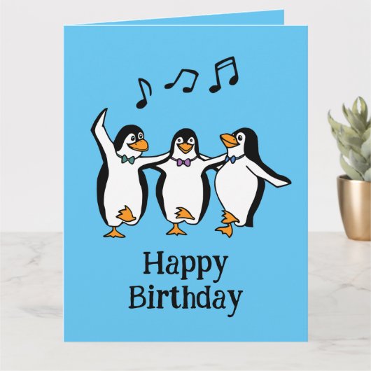 Dancing Pinguine Design Grußkarte Karte (Kleine Pflanze)