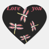 Dancing Pink Dragonfly Bugs Herz-Aufkleber (Vorderseite)