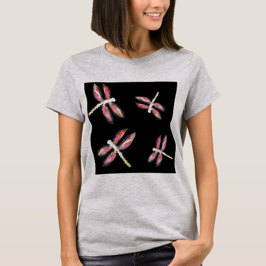 Dancing Pink Dragonfly Bugs T-Shirt (Vorderseite)