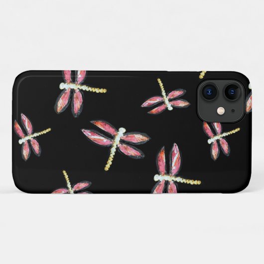 Dancing Pink Dragonfly Girly Case-Mate iPhone Hülle (Rückseite (Horizontal))