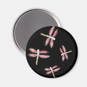 Dancing Pink Dragonfly Magnet (Vorderseite/Rückseite)