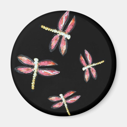 Dancing Pink Dragonfly Magnet (Vorne)