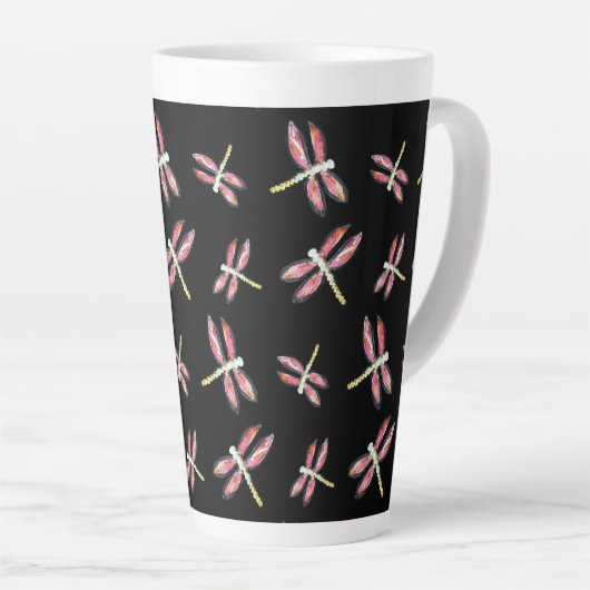 Dancing Pink Dragonfly Pattern Milchtasse (Rechte Ecke)