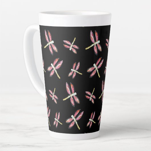 Dancing Pink Dragonfly Pattern Milchtasse (Linke Ecke)