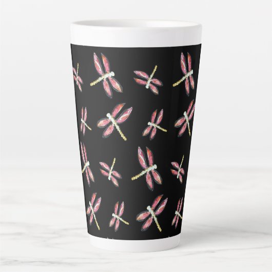 Dancing Pink Dragonfly Pattern Milchtasse (Vorderseite)