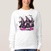 Dancing Pink Skeleton Halloween Hexe Sweatshirt (Vorderseite)