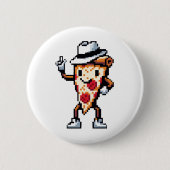 Dancing Pizza Slice - Funny Pixel Art Food Design Button (Vorderseite)
