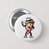 Dancing Pizza Slice - Funny Pixel Art Food Design Button (Vorne & Hinten)