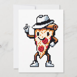 Dancing Pizza Slice - Funny Pixel Art Food Design Feiertagskarte