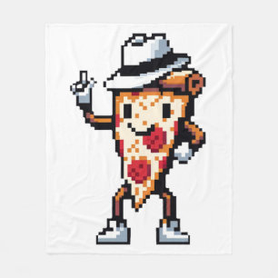 Dancing Pizza Slice - Funny Pixel Art Food Design Fleecedecke