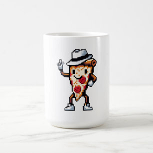 Dancing Pizza Slice - Funny Pixel Art Food Design Kaffeetasse