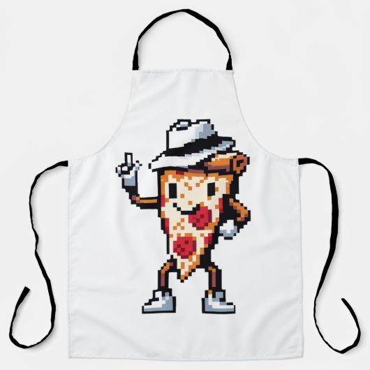 Dancing Pizza Slice - Funny Pixel Art Food Design Schürze (Vorderseite)