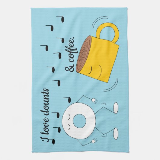 Dancing Powded Donut & Coffee Tasse: Geschirrtuch (Vertikal)