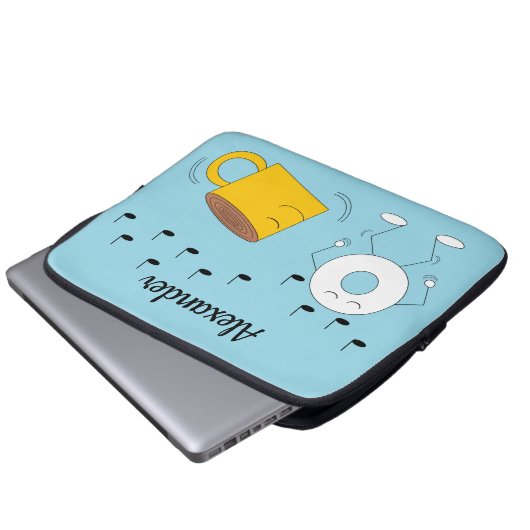 Dancing Powded Donut & Coffee Tasse: Laptopschutzhülle (Vorne Knopf)