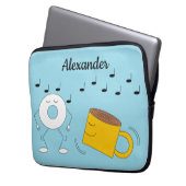 Dancing Powded Donut & Coffee Tasse: Laptopschutzhülle (Vorderseite Links)