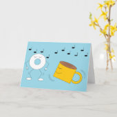 Dancing Powded Donut & Coffee Tasse: Leere Karte (Gelbe Blume)