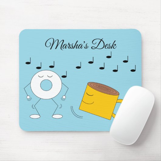 Dancing Powded Donut & Coffee Tasse: Mousepad (Mit Mouse)