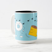 Dancing Powded Donut & Coffee Tasse: Zweifarbige Tasse (Vorderseite Links)