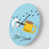 Dancing Powered Donut & Coffe Tasse: Große Wanduhr (Winkel)