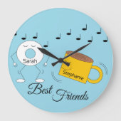 Dancing Powered Donut & Coffe Tasse: Große Wanduhr (Vorderseite)