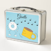 Dancing Powered Donut & Coffee Tasse: Metall Brotdose (Vorderseite)