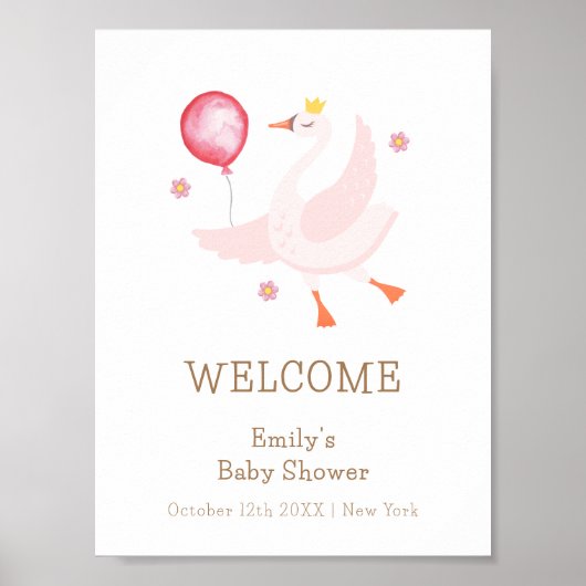 Dancing Princess Swan Balloon Baby Dusche Willkomm Poster (Vorne)