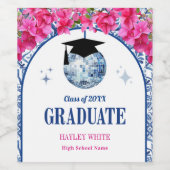 Dancing Queen Disco Ball Graduation Party Weinetikett (Einzelnes Label)