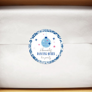 Dancing Queen greek Musical Diskothek Hen Party Runder Aufkleber