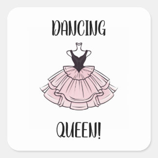 Dancing Queen Pink and Black Ballet Dress Quadratischer Aufkleber