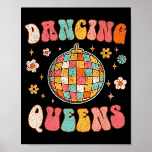 Dancing Queen Retro Bridesmaids Disco Bachelo Poster (Vorne)