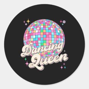 Dancing Queen Shirt Vintag Dancing 70er Girl Runder Aufkleber