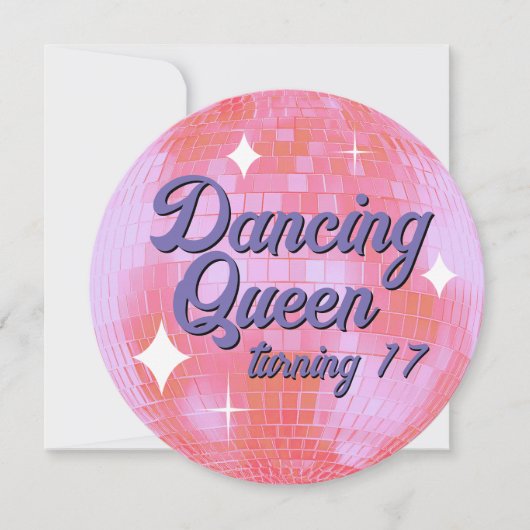 Dancing Queen Wning 17 Disco Ball Einladung (Vorderseite)